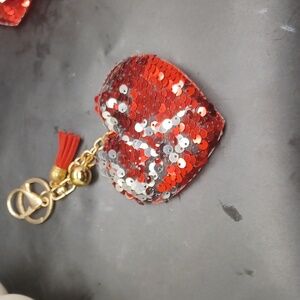 Red Sequin Heart Keychain